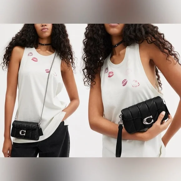 COACH Tabby 19 Quilted Nappa Leather Chain Crossbody/Wristlet w/Dust Bag - Picture 10 of 11